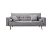 Gray retro modern style linen fabric sofa bed additional photo 3 of 7