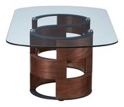 Glass top modern coffee table w/ unique check base by ESF additional picture 3