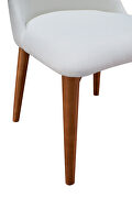 White fabric / natural mdf wood like dining chair additional photo 4 of 5