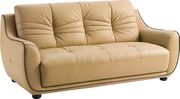 Tan cream leatherette modern sofa additional photo 2 of 3