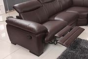 Espresso leather sectional couch with recliner in left shape by ESF additional picture 4