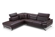 Dark chocolate leather sectional w/ metal legs by ESF additional picture 2