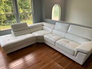 Modern white leather sectional sofa w/ headrests additional photo 4 of 3