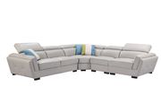 Light gray leather sectional w/ adjustable headrests additional photo 2 of 4