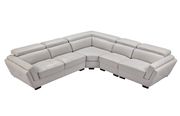 Light gray leather sectional w/ adjustable headrests additional photo 3 of 4
