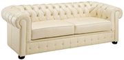 Ivory leather tufted buttons design sofa additional photo 2 of 6