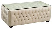Ivory leather tufted buttons design sofa additional photo 5 of 6