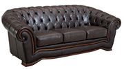Brown leather tufted buttons design sofa additional photo 2 of 6