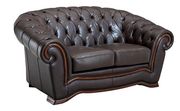 Brown leather tufted buttons design sofa additional photo 3 of 6