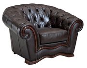 Brown leather tufted buttons design sofa additional photo 4 of 6