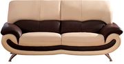 Two-toned brown/cream leather match sofa by ESF additional picture 2