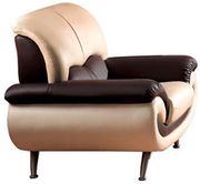 Two-toned brown/cream leather match sofa by ESF additional picture 3