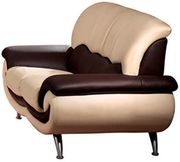 Two-toned brown/cream leather match sofa by ESF additional picture 4