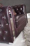 Tufted button design full brown leather sofa by ESF additional picture 2