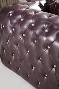 Tufted button design full brown leather sofa by ESF additional picture 3