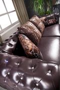 Tufted button design full brown leather sofa by ESF additional picture 5
