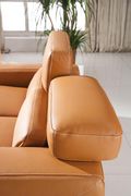 Italian orange leather sofa w/ adjustable headrests by ESF additional picture 2