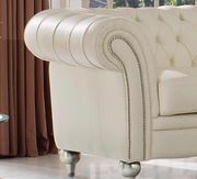 Modern tufted design beige half-leather sofa additional photo 2 of 4