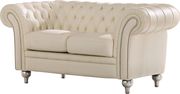 Modern tufted design beige half-leather sofa additional photo 3 of 4