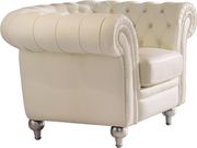 Modern tufted design beige half-leather sofa additional photo 4 of 4