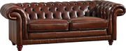 Tufted button style sofa in brown leather by ESF additional picture 2