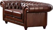 Tufted button style sofa in brown leather by ESF additional picture 3