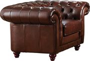 Tufted button style sofa in brown leather by ESF additional picture 4
