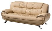 Modern leather match sofa in light brown additional photo 2 of 3