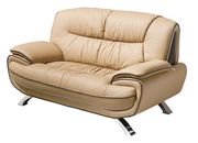 Modern leather match sofa in light brown additional photo 3 of 3