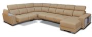 Cream leather large oversized sectional sofa by ESF additional picture 5