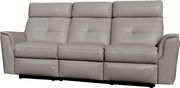Light gray leather reclining sofa in modern design by ESF additional picture 3