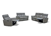 Dark gray leather reclining sofa in modern design additional photo 2 of 1
