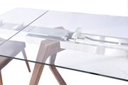 Extension glass top table w/ wooden legs additional photo 2 of 3
