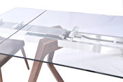 Retro style glass top table w/ wooden legs additional photo 2 of 4