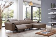 Brown adjustable headrest sectional w/ recliner w/ right chaise by ESF additional picture 2
