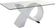 Glass dining table w/ white high-gloss base by ESF additional picture 2
