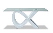 Glass dining table w/ white high-gloss base by ESF additional picture 4