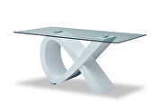 Glass dining table w/ white high-gloss base by ESF additional picture 7