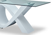 Glass dining table w/ white high-gloss base by ESF additional picture 8