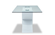 Glass dining table w/ white high-gloss base by ESF additional picture 3