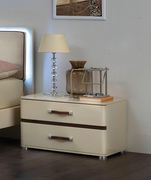 Beige color modern bed w/ light in headboard additional photo 3 of 4