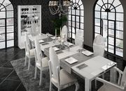 European high-gloss oversized family dining in white additional photo 3 of 7