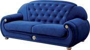 Full blue fabric tufted backs traditional couch additional photo 2 of 5