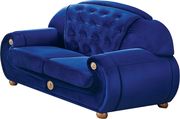 Full blue fabric tufted backs traditional couch additional photo 3 of 5