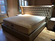 White leather curved tufted headboard bed by Franco Spain additional picture 7