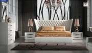 White leather curved tufted headboard king bed by Franco Spain additional picture 2
