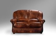 Traditional full leather sofa in two-toned brown by G&G Italia additional picture 2