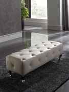 Modern white bed w/ tufted button headboard by ESF additional picture 5