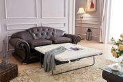 Brown royal style tufted button design leather sofa additional photo 2 of 6