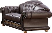 Brown royal style tufted button design leather sofa additional photo 4 of 6